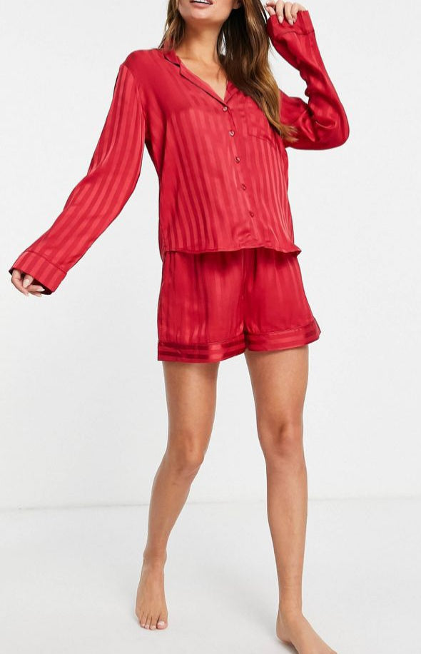 Liquorish Jacquard Satin Long Pajama Set