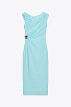 Load image into Gallery viewer, Sky Blue ASYMMETRIC MIDI DRESS
