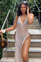 Load image into Gallery viewer, Crochet Swim Cover Up Dress Beige
