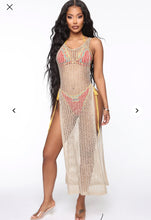 Load image into Gallery viewer, Crochet Swim Cover Up Dress Beige
