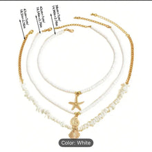 Load image into Gallery viewer, 3pcs necklace with white clay stones and pedants
