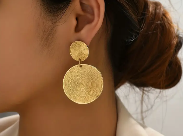 Golden Lollipop Pattern Round Dangle Earring