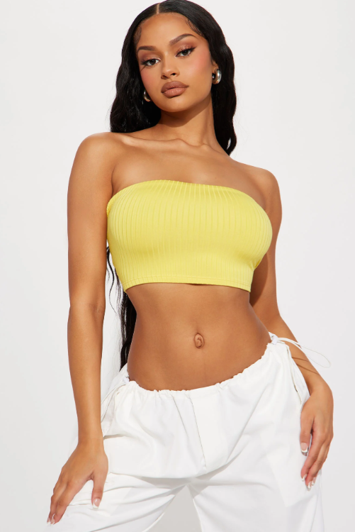 Masha Double Lined Ribbed Tube Top Yellow – Lylystyle360