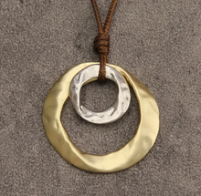 Load image into Gallery viewer, Double Circle Gold Pendant Necklace
