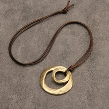 Load image into Gallery viewer, Double Circle Gold Pendant Necklace
