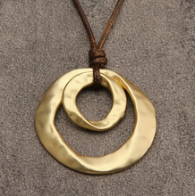 Load image into Gallery viewer, Double Circle Gold Pendant Necklace
