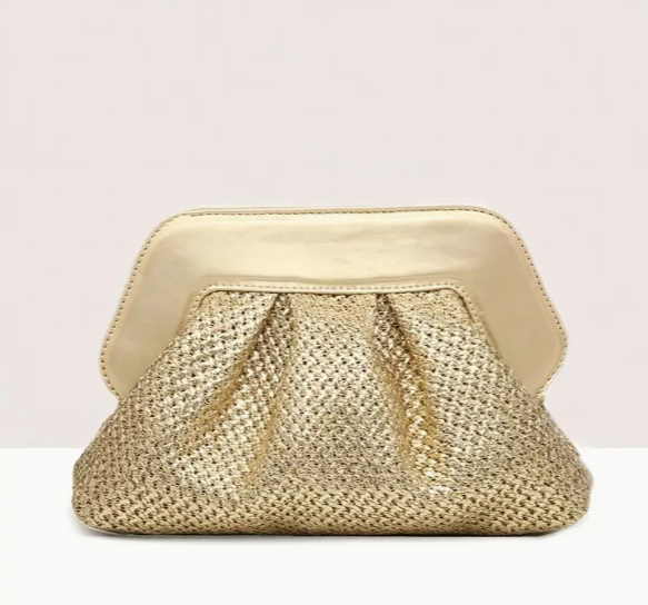 Metallic Woven Cloud Pleated Clutch Bag