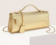 Load image into Gallery viewer, Woven leather evening bag Golden
