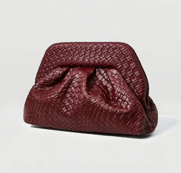 Woven Leather Bag Bordo
