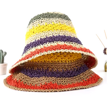 Load image into Gallery viewer, Rainbow Rafia Hat
