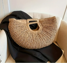 Load image into Gallery viewer, Large Capacity Woven Straw Moon Bag
