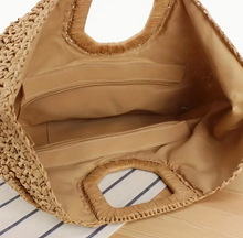 Load image into Gallery viewer, Large Capacity Woven Straw Moon Bag
