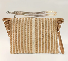 Load image into Gallery viewer, Woven Clutch with Flip Flop Fringe Detail
