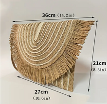 Load image into Gallery viewer, Woven Clutch with Flip Flop Fringe Detail
