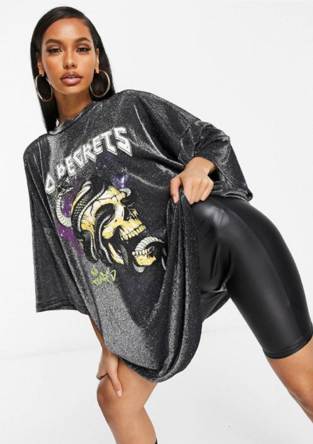 SPARKLING OVERSIZED TEE SHIRT DRESS – Lylystyle360