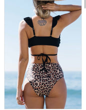 Load image into Gallery viewer, LEOPARD PRINT RUFFLE TRIM BIKINI SET
